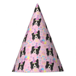 Chapéu de Aniversário de Border Collie Rosa