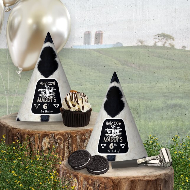 Chapéu de Aniversário Vaca Sagrada Estampa de Anim (Criador carregado)