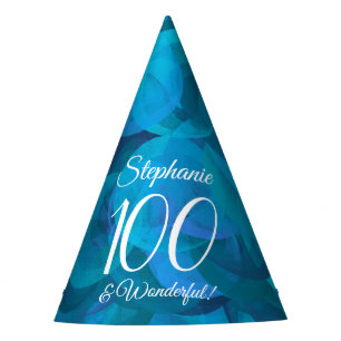 Chapéu De Festa 100 e maravilhoso aniversário azul do oceano Elega