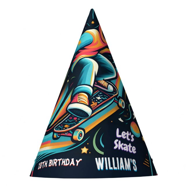 Chapéu De Festa 13 de Skateboard da Zona de Salto de patinete Aniv (Frente)