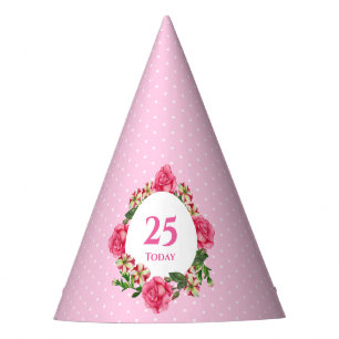 Chapéu De Festa 25 Birthday Rosa Rosa Rosa Vermelho Branco Petunia