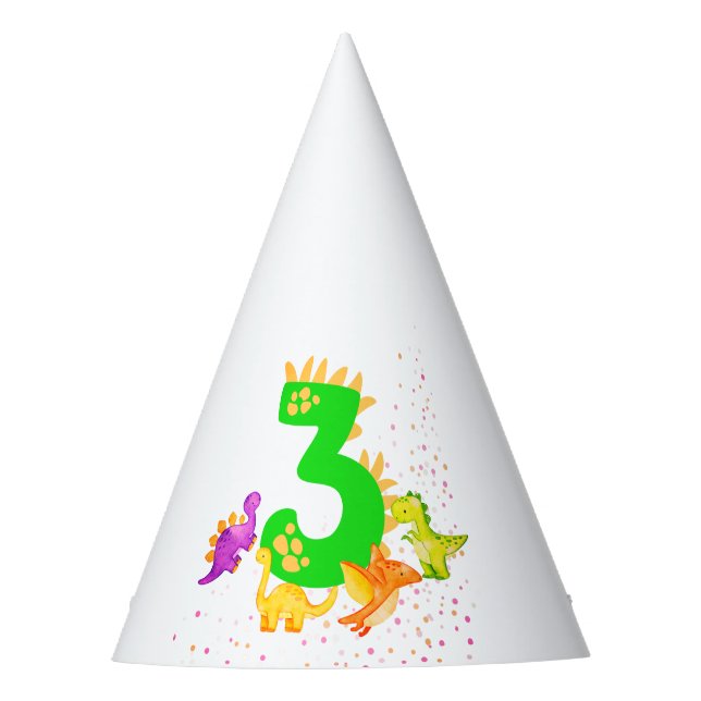 Chapéu De Festa 3rd Birthday. Dinosaur Design. My third birthday.  (Frente)