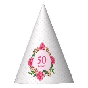 Chapéu De Festa 50º Aniversário Rosa Rosa Rosa Vermelha Petunias