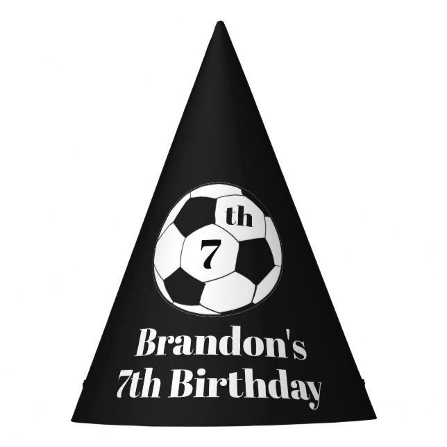 Chapéu De Festa 7th Birthday Soccer Football Black Boys Sport  (Frente)