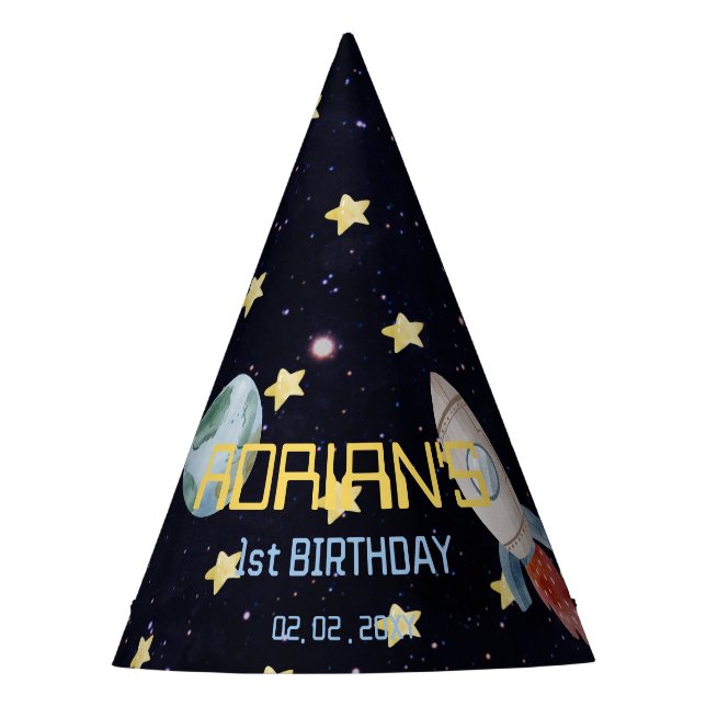 Chapéu De Festa A Primeira Viagem Do primeiro aniversario Espacial (Frente)