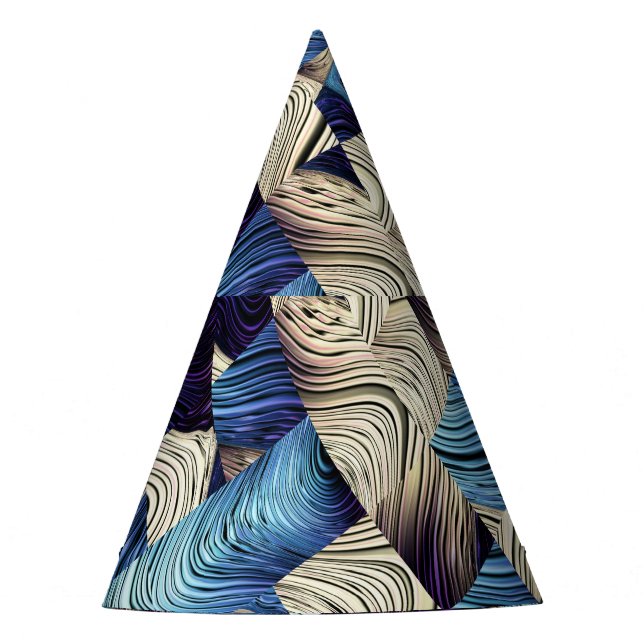 Chapéu De Festa Abstrato quadrados azuis de arte digital (Frente)