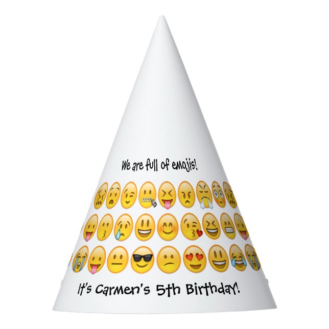 Chapéu De Festa Adicionar Nome - Festa de aniversário Emoji Person (Frente)