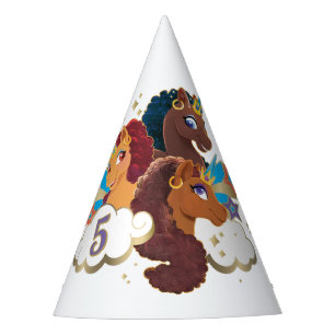 Chapéu De Festa Afro Unicorn Aniversário de Meninas Mágicas