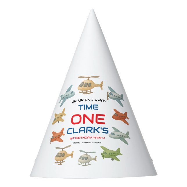 Chapéu De Festa Airplane Boy 1st Birthday Party | Sky Theme  (Frente)