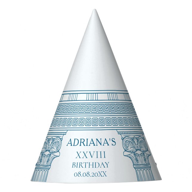 Chapéu De Festa Alternar parte com padrão e colunas azuis (Frente)