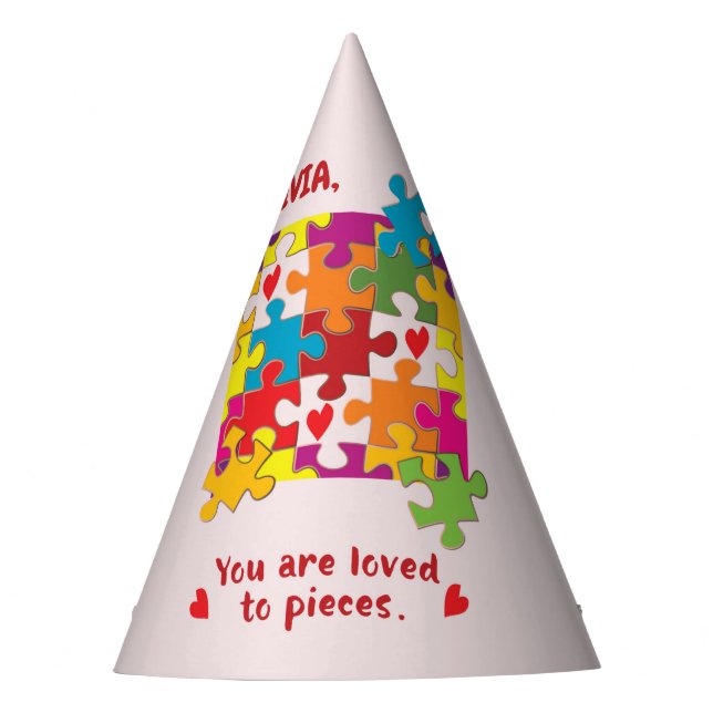 Chapéu De Festa Ama de Quebra-cabeça de Aniversário a Pedaços (Frente)