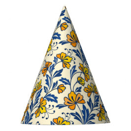 Chapéu De Festa Amarelo Laranja Floral Folclórico Vintage Folha Az