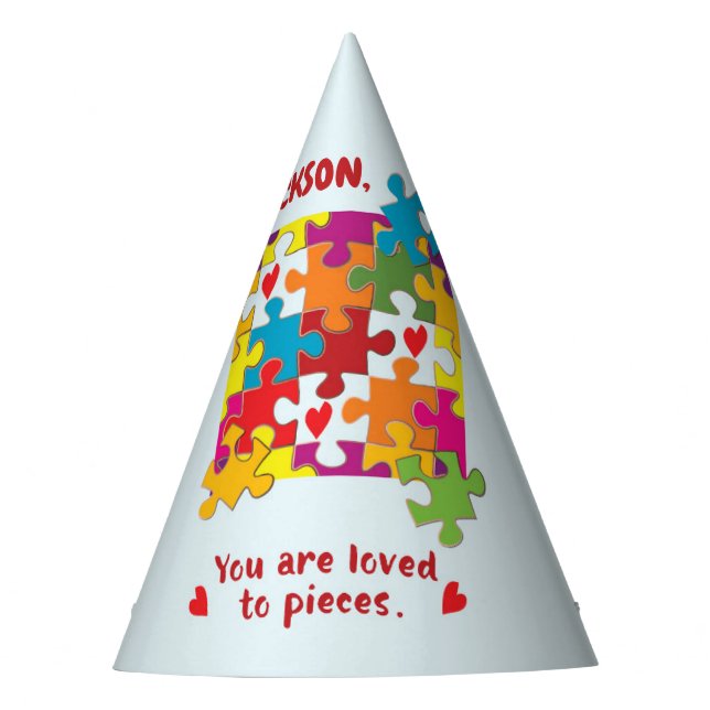 Chapéu De Festa Amo ao Quebra-cabeça de Aniversário para Pedaços (Frente)