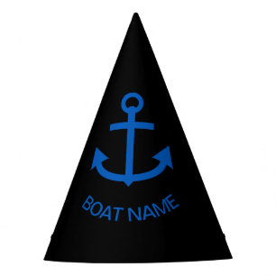 Chapéu De Festa Anchor Azul O Seu Barco Nome Pirata Preto
