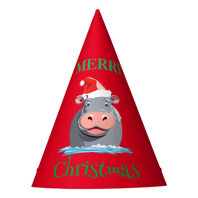 Chapéu De Festa Animais Safari Funny Papais noeis HIPPO Figurino d (Frente)