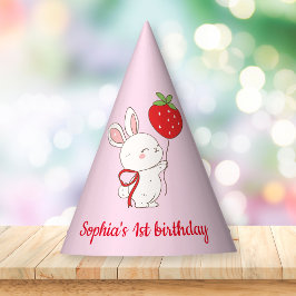 Chapéu De Festa Aniversário Coelho Morango Rosa