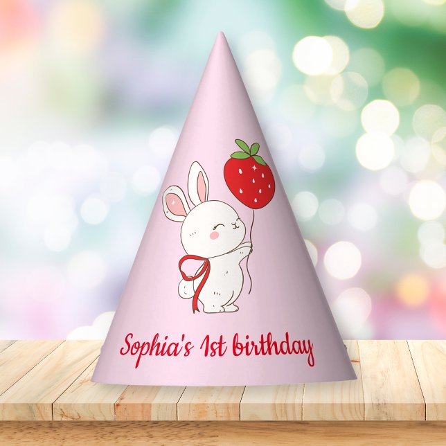 Chapéu De Festa Aniversário Coelho Morango Rosa (Criador carregado)