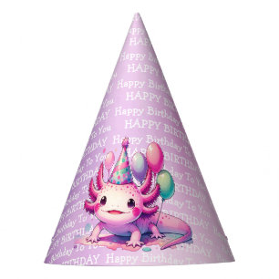 Chapéu De Festa Aniversário da Menina Rita Axolotl e Roxa