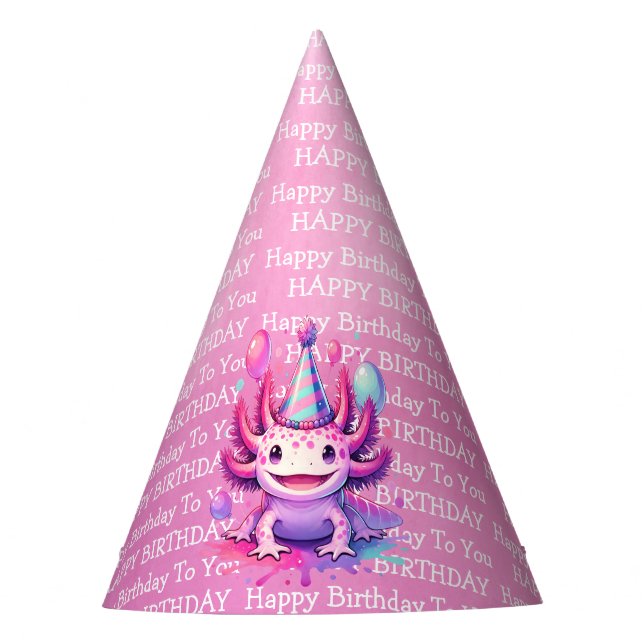 Chapéu De Festa Aniversário da Menina Rita Axolotl e Roxa (Frente)