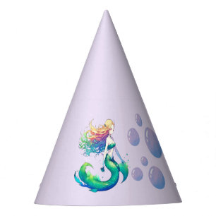Chapéu De Festa Aniversário da Sereia Roxa sob o Mar
