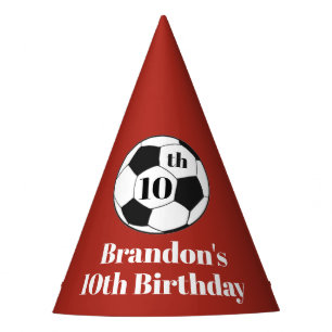 Chapéu De Festa Aniversário de 10 anos Futebol Bola Vermelha Espor