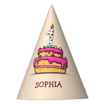 Aniversário de 1 ano de menina, 1 em Bolo Rosa Doc
