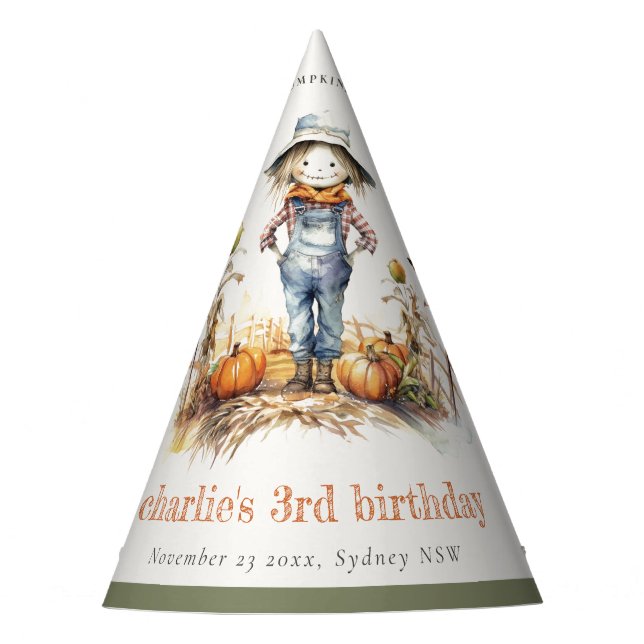 Chapéu De Festa Aniversário de criança De Colheita De Abóbora Chic (Frente)
