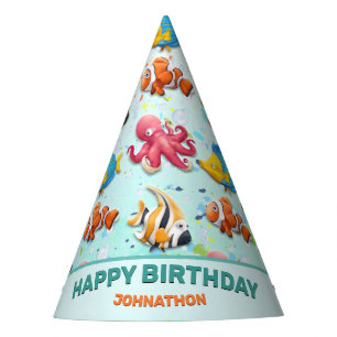 Chapéu De Festa Aniversário de criança de Peixes Tropicais Colorid