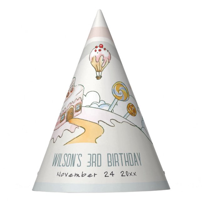 Chapéu De Festa Aniversário de criança de terra doce doce e doce d (Frente)