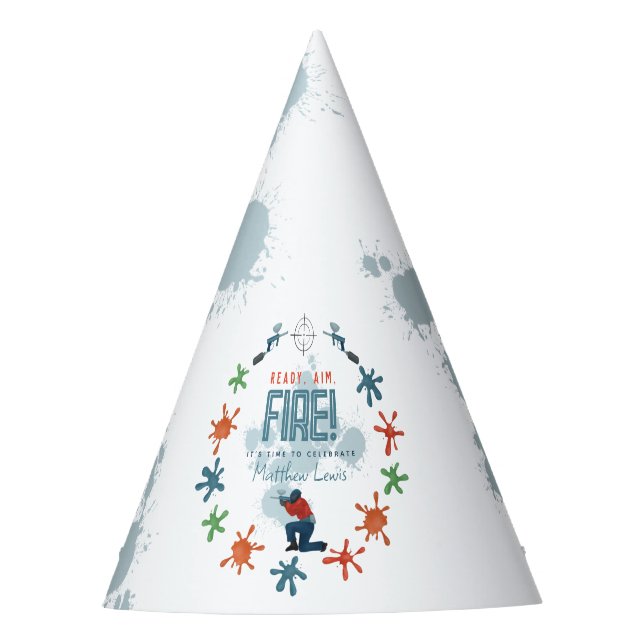 Chapéu De Festa Aniversário de criança Legal do Partido Paintball (Frente)