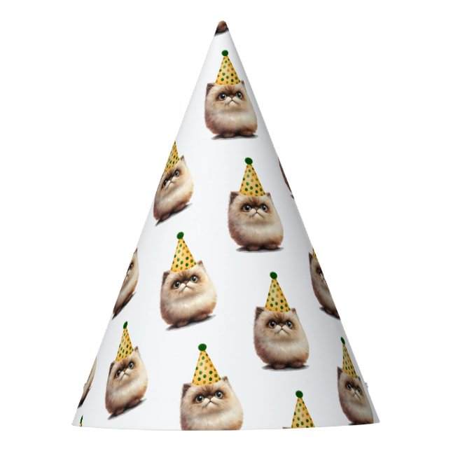 Chapéu De Festa Aniversário de Gato Preto Cinto | Kitten Pawty (Frente)