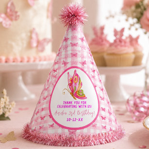 Chapéu De Festa Aniversário de menina borboleta elegante rosa dour