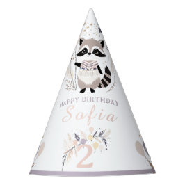 Chapéu De Festa Aniversário de Pastel Boho Raccoon e Balões