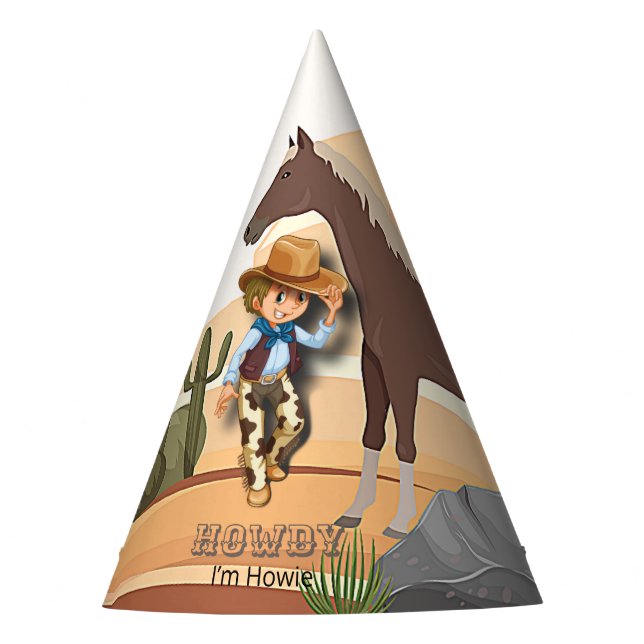 Chapéu De Festa Aniversário de vaqueiro do tema ocidental (Frente)