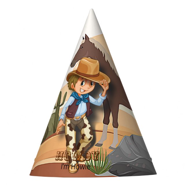 Chapéu De Festa Aniversário de vaqueiro do tema ocidental (Frente)