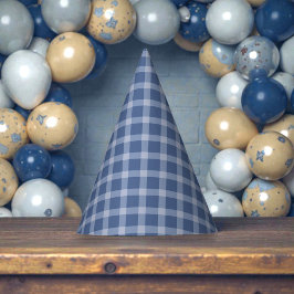 Chapéu De Festa Aniversário de Xadrez Azul Infantil