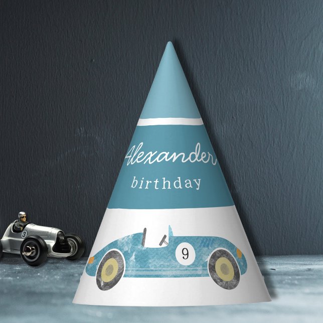 Chapéu De Festa Aniversário do carro de corrida azul (Criador carregado)