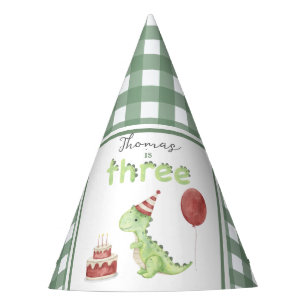 Chapéu De Festa Aniversário do Dinosaur Três aquarela