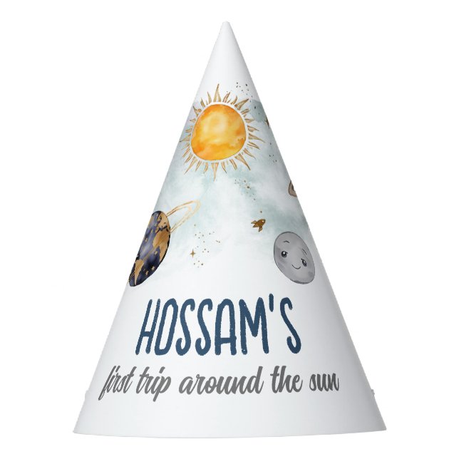 Chapéu De Festa Aniversário do Espaço Exterior Galáxia Sol Lua Est (Frente)