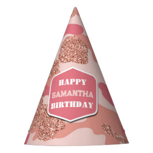 Chapéu De Festa Aniversário do Exército de Camo Rosa Rosa-Rosa, Ro