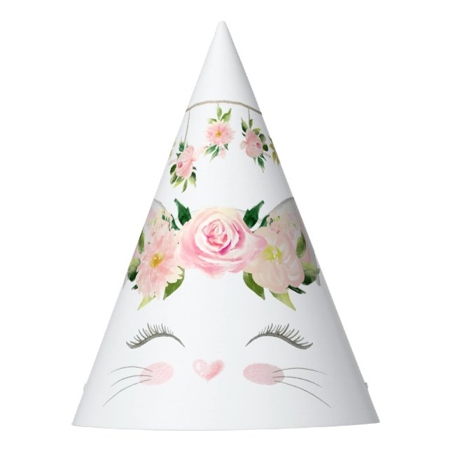 Chapéu De Festa Aniversário do Kitten Cat Flowday (Frente)