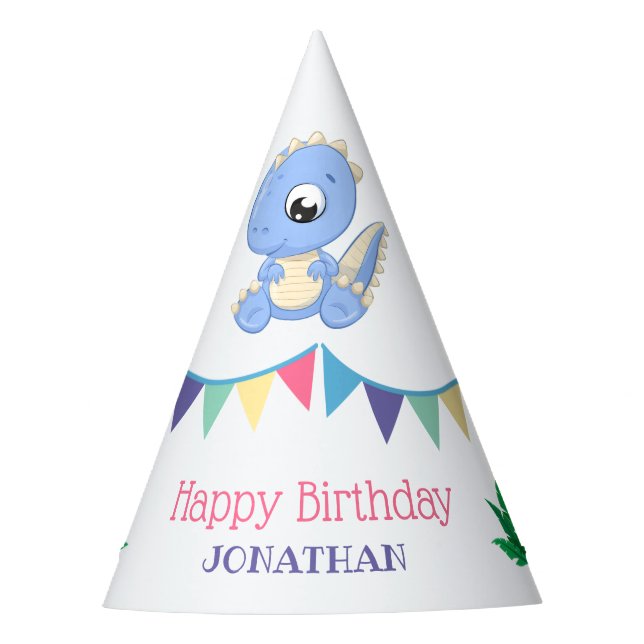 Chapéu De Festa Aniversário do Menino Dinossauro Bonito (Frente)