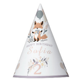 Chapéu De Festa Aniversário do Pastel Boho Fox e Balões