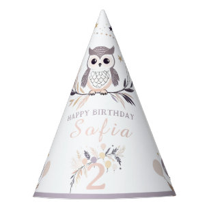 Chapéu De Festa Aniversário do Pastel Boho Owl e Balões