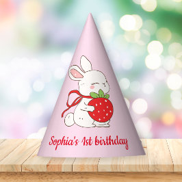 Chapéu De Festa Aniversário Rosa Morango de Algum Coelhinho