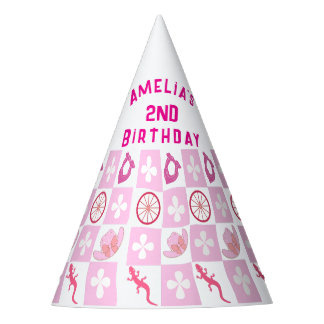 Chapéu De Festa Aniversário Xadrez de Cowgirl Rosa Personalizado 