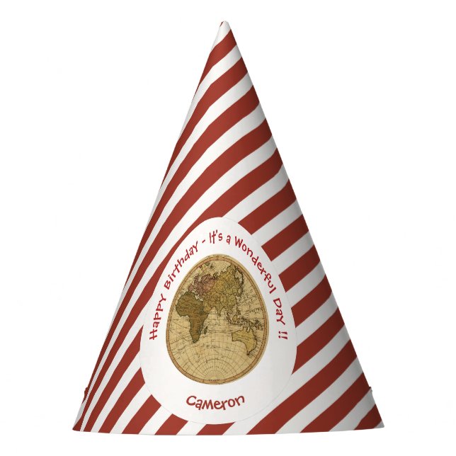 Chapéu De Festa Antiguidade 1786 - Partido Tema do Mapa do Hemisfé (Frente)