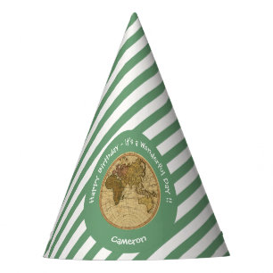 Chapéu De Festa Antiguidade 1786 - Partido Tema do Mapa do Hemisfé