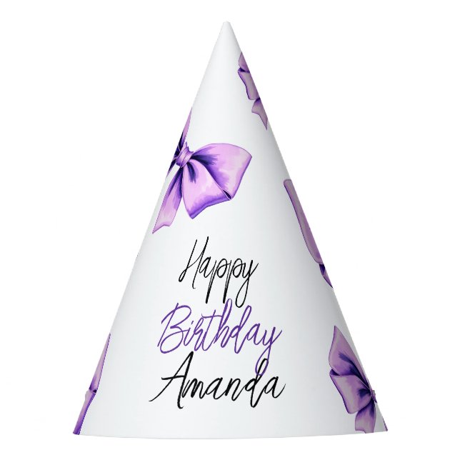 Chapéu De Festa Aquarela Arco Roxo Doce 16 Aniversário (Frente)