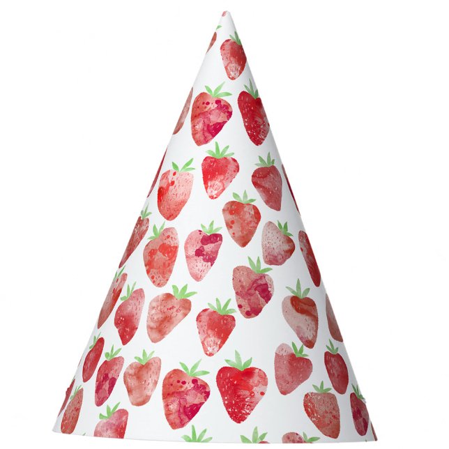 Chapéu De Festa Aquarela de Morango (Strawberry berry sweet watercolor pattern party hat)